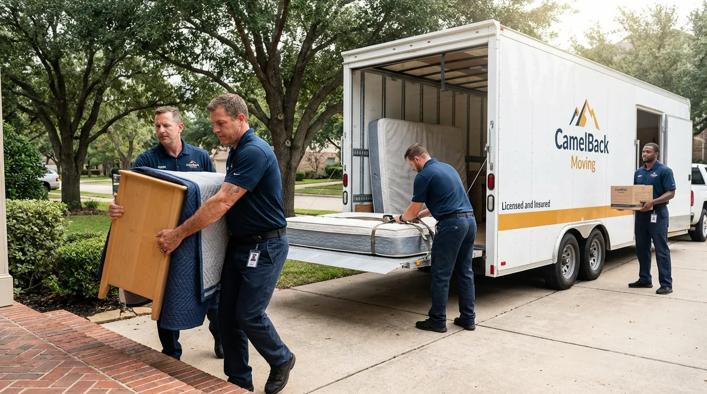 Crew loading residential truck for cross-state move from Windsor, VT